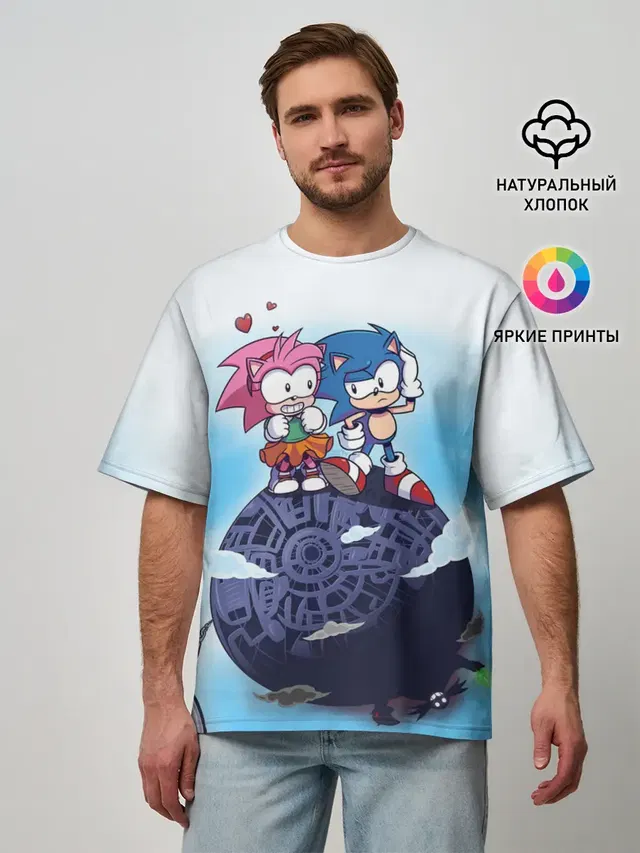 Мужская футболка оверсайз с принтом «Соник — AMY ROSE»