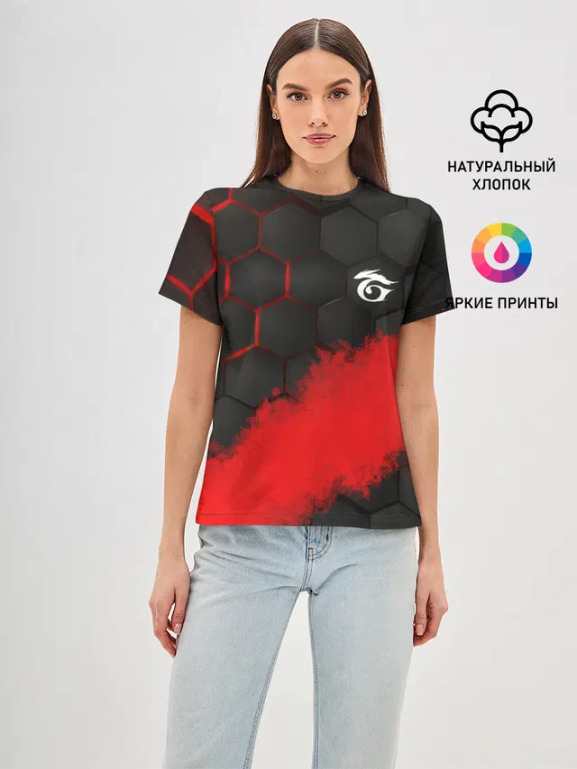 Женская базовая футболка с принтом «Garena RED Line»