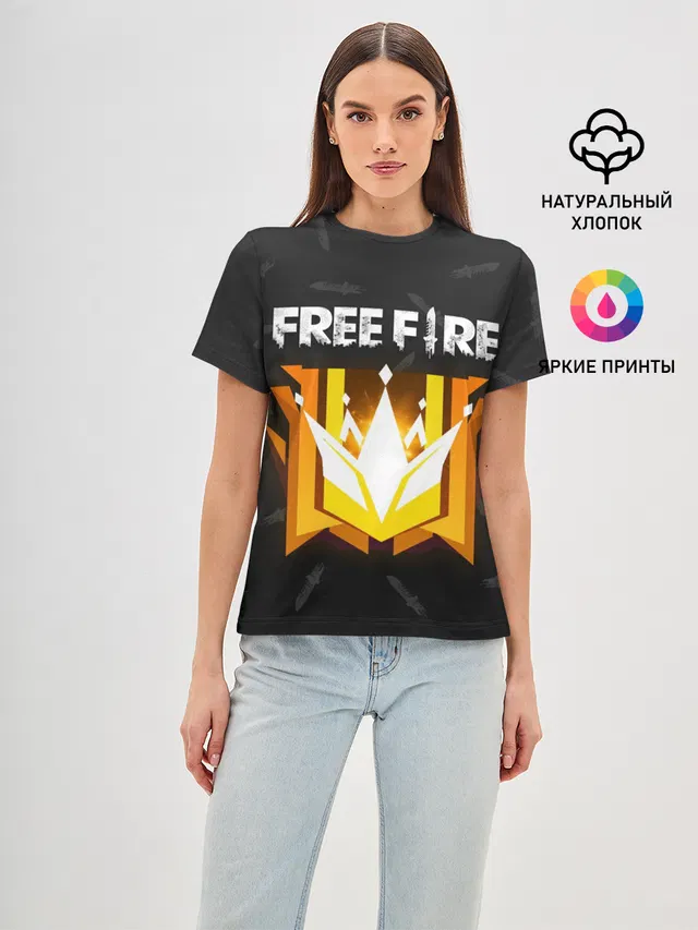 Женская базовая футболка с принтом «Garena Free Fire — Free Fire | Фри фаер»