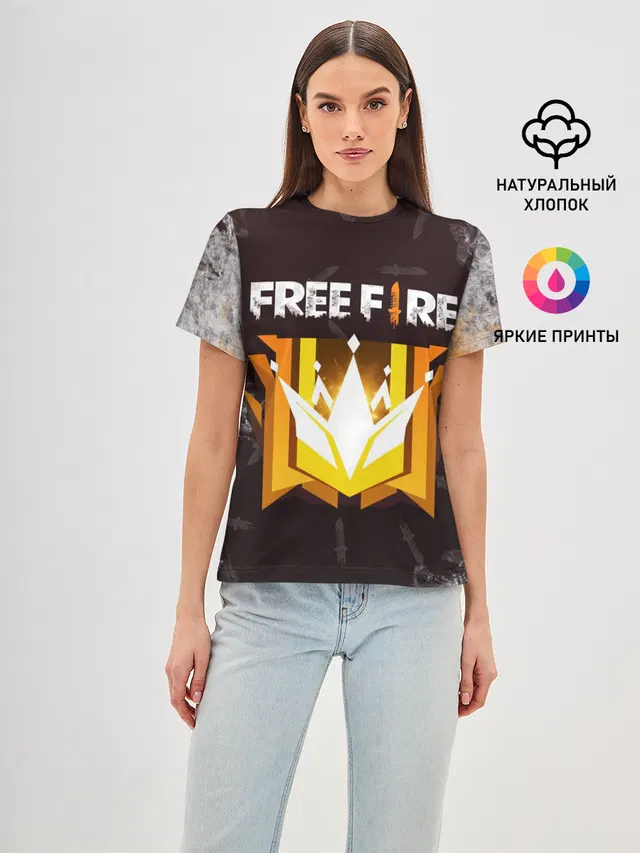 Женская базовая футболка с принтом «Garena Free Fire — Free Fire — Фри фаер»