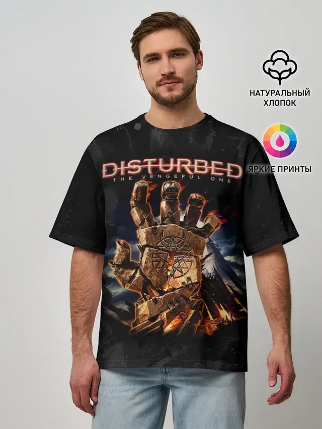 Мужская футболка оверсайз с принтом «Disturbed»
