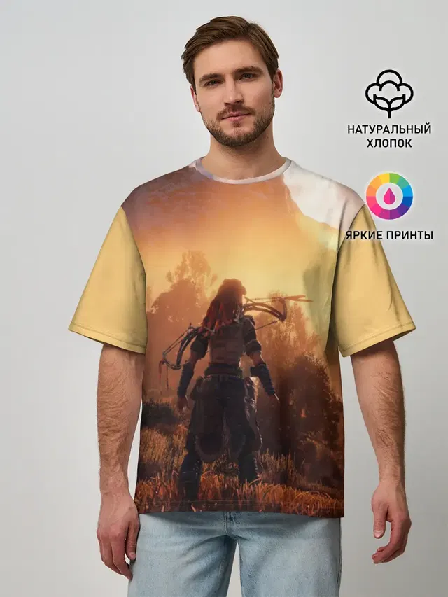Мужская футболка оверсайз с принтом «Horizon Zero Dawn»