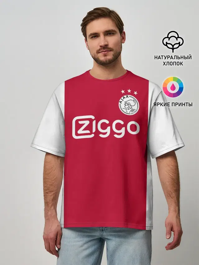 Мужская футболка оверсайз с принтом «Разные футбольные принты — Тадич 19-20 home»