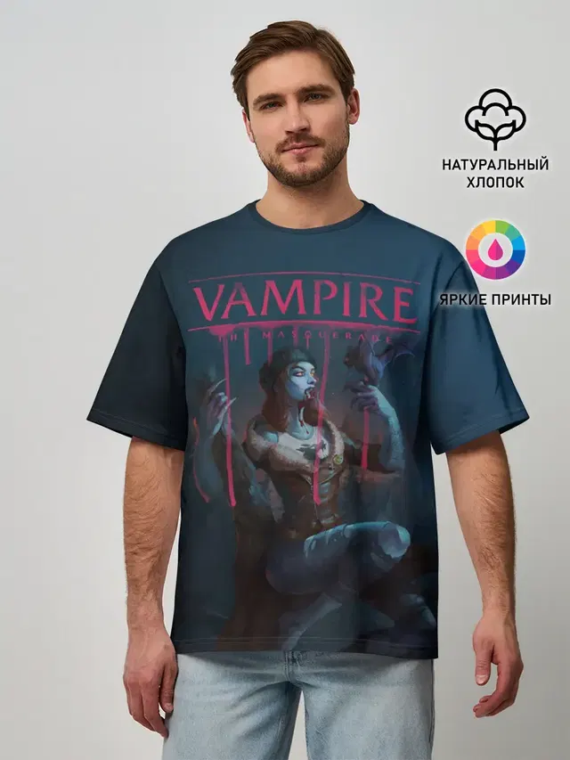 Мужская футболка оверсайз с принтом «Vampire: The Masquerade»