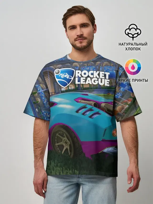 Мужская футболка оверсайз с принтом «Rocket League»