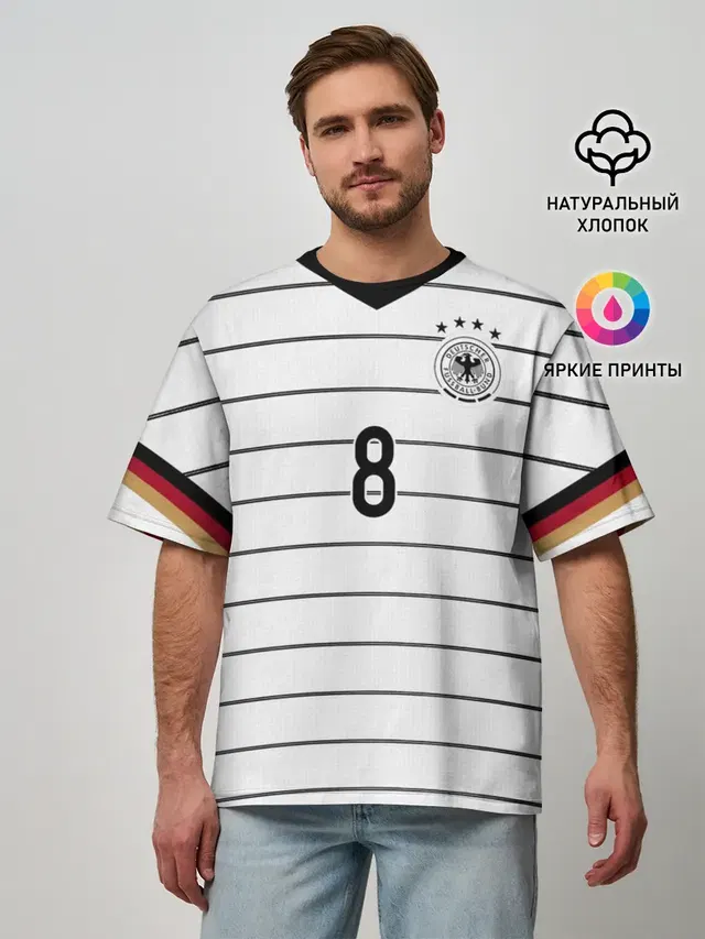 Мужская футболка оверсайз с принтом «Сборная Германии — Kross home EURO 2020»