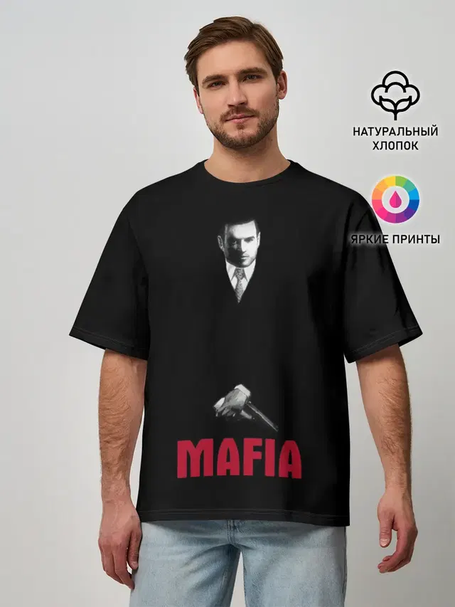 Мужская футболка оверсайз с принтом «Mafia — Томас Анжело»