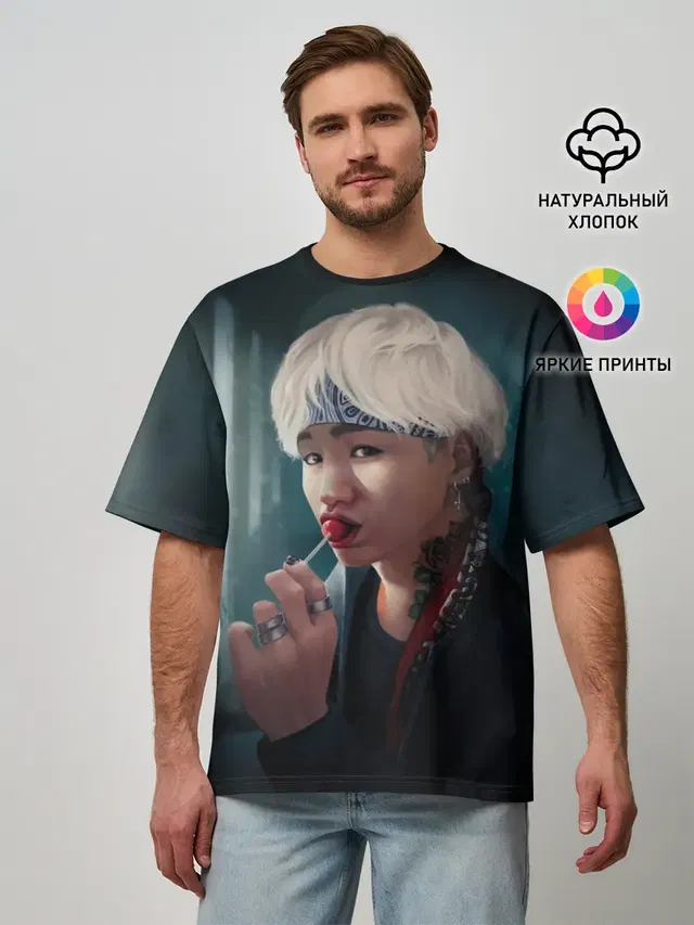 Мужская футболка оверсайз с принтом «BTS — Suga»