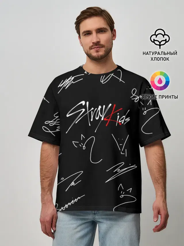 Мужская футболка оверсайз с принтом «Stray Kids»