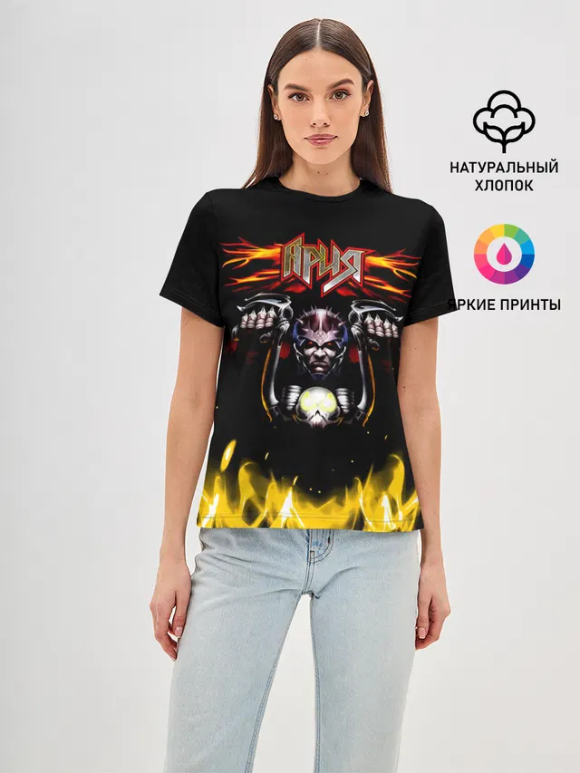 Женская базовая футболка с принтом «Ария - Герой асфальта»