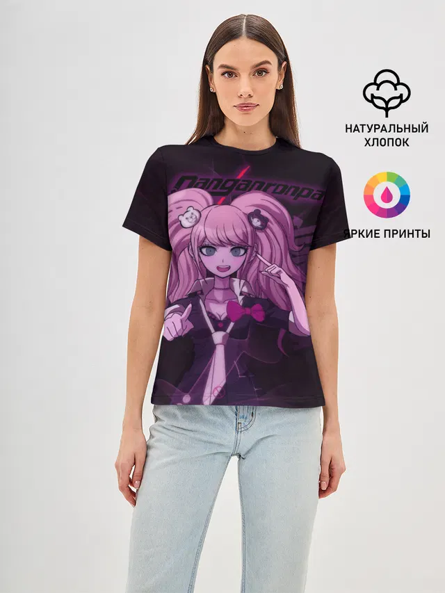 Женская базовая футболка с принтом «Danganronpa — Джунко Эношима Данганронпа»