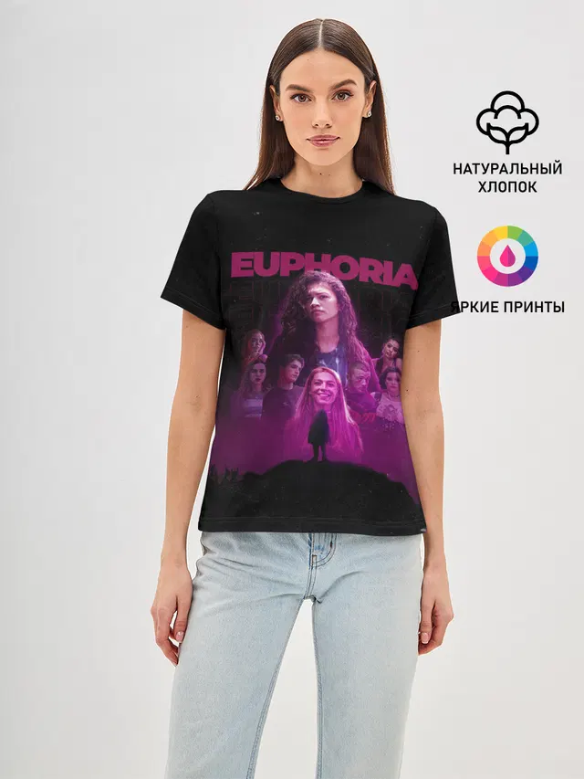 Женская базовая футболка с принтом «Euphoria team»