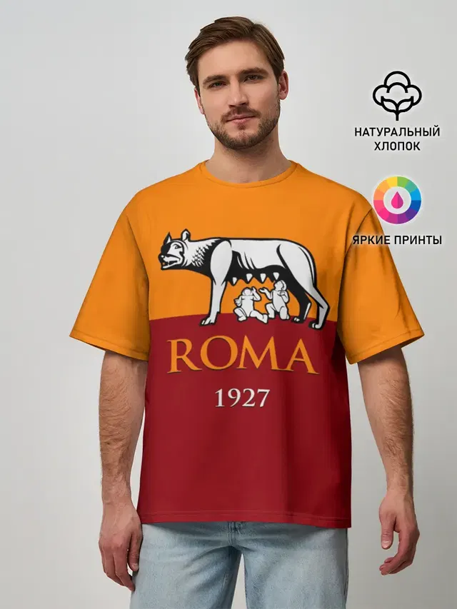 Мужская футболка оверсайз с принтом «Roma»