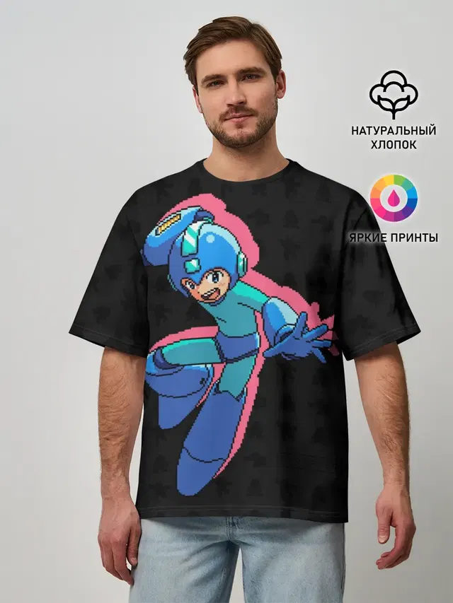 Мужская футболка оверсайз с принтом «Retro Games — Mega Man»