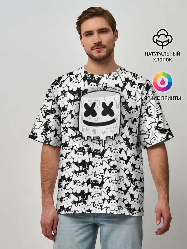 Мужская футболка оверсайз с принтом «Marshmello»