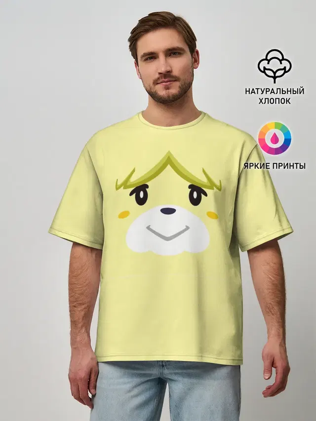 Мужская футболка оверсайз с принтом «Animal Crossing — Isabelle»