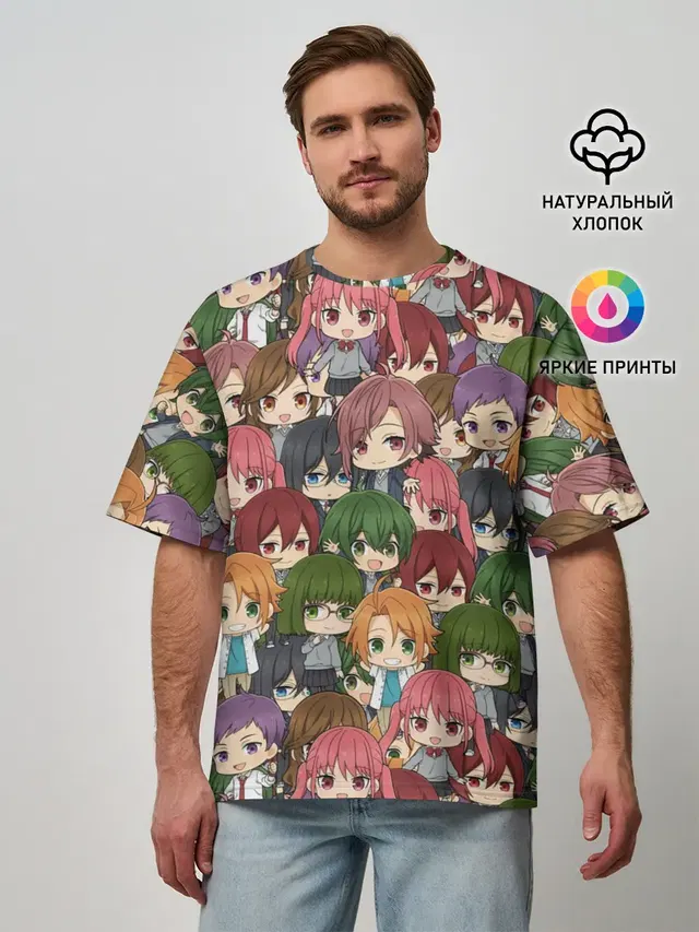 Мужская футболка оверсайз с принтом «Хоримия — Horimiya Chibi»