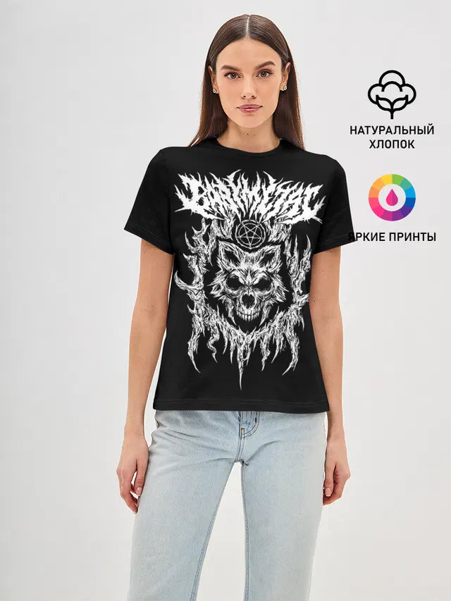 Женская базовая футболка с принтом «Baby Metal Wolf»