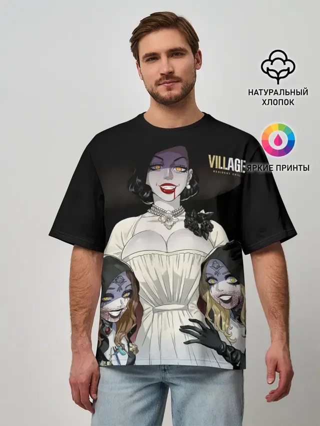 Мужская футболка оверсайз с принтом «Village — Resident Evil Village»