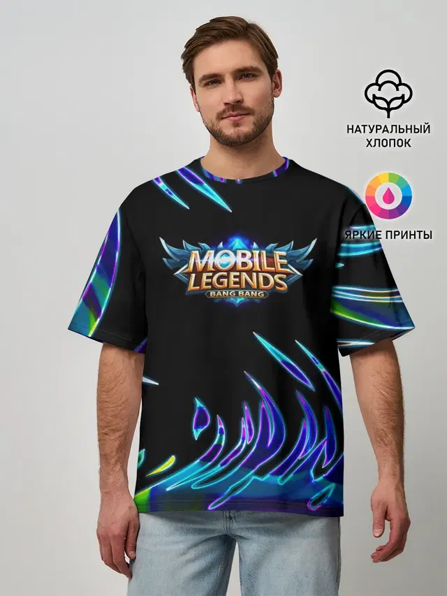 Мужская футболка оверсайз с принтом «Mobile Legends: Bang Bang»
