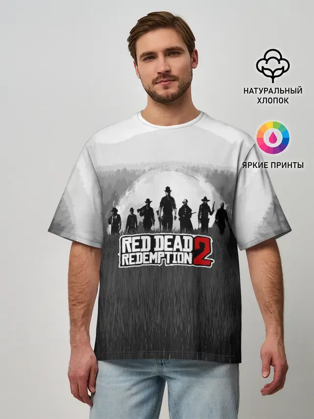 Мужская футболка оверсайз с принтом «Landscape — Red Dead Redemption 2»