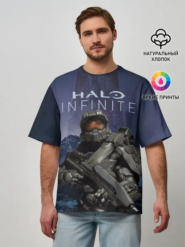 Мужская футболка оверсайз с принтом «Halo Infinite»