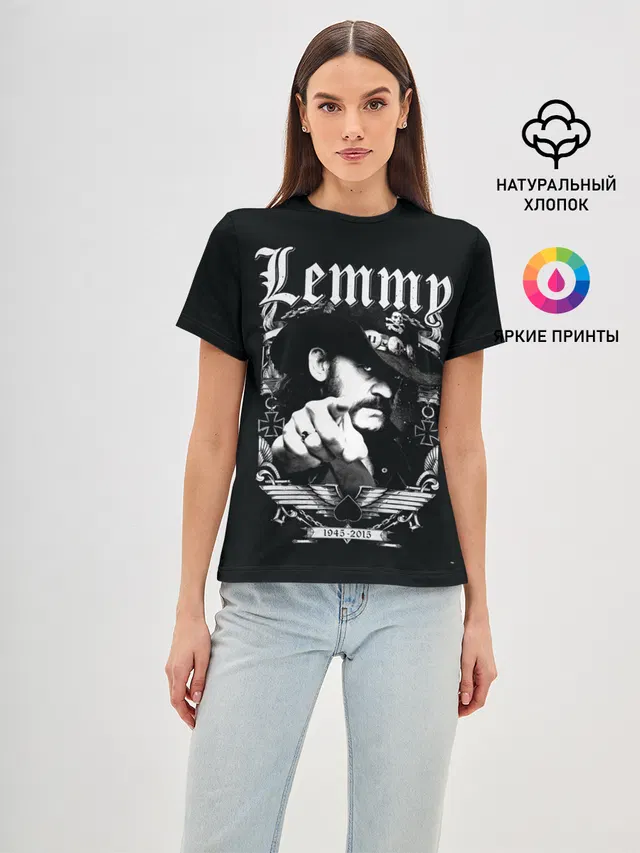 Женская базовая футболка с принтом «RIP Lemmy»