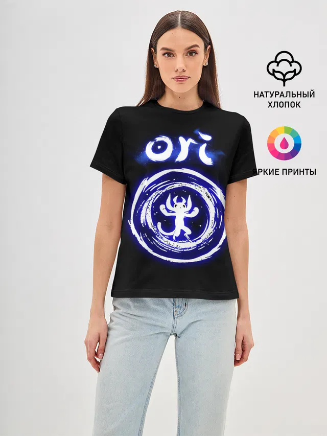 Женская базовая футболка с принтом «Ori, дух-хранитель леса»