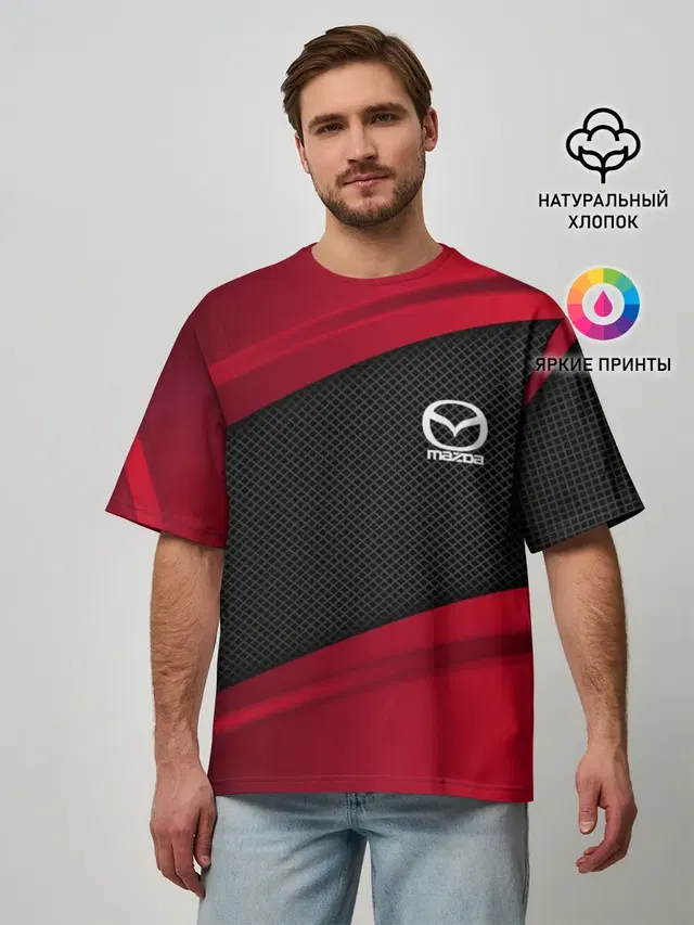 Мужская футболка оверсайз с принтом «Mazda — MAZDA SPORT»