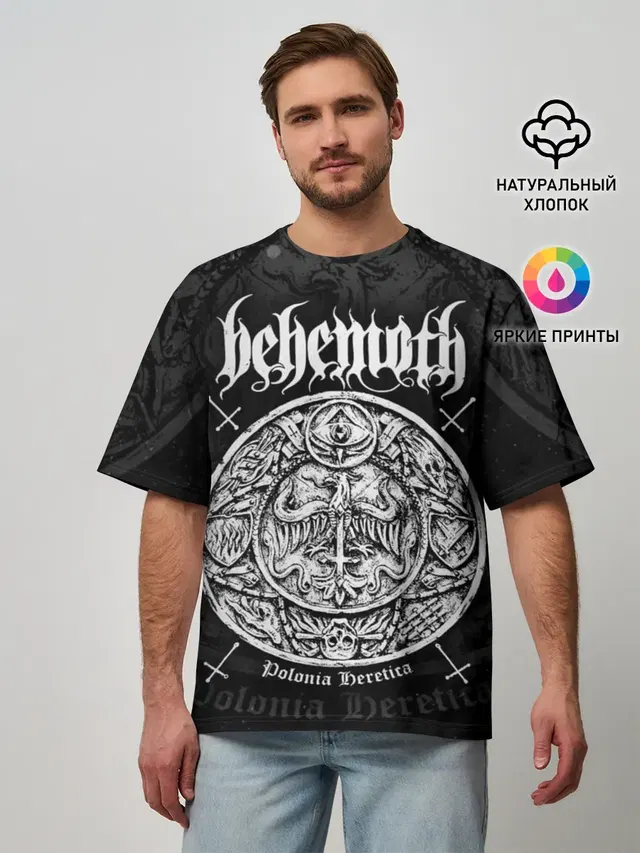 Мужская футболка оверсайз с принтом «Разный рок — Behemoth»