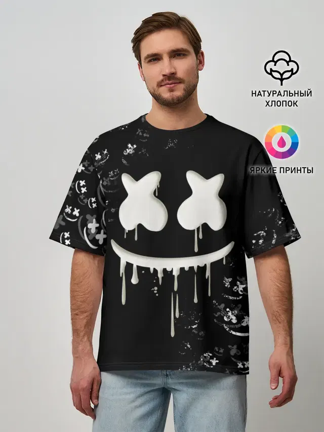 Мужская футболка оверсайз с принтом «Marshmello»
