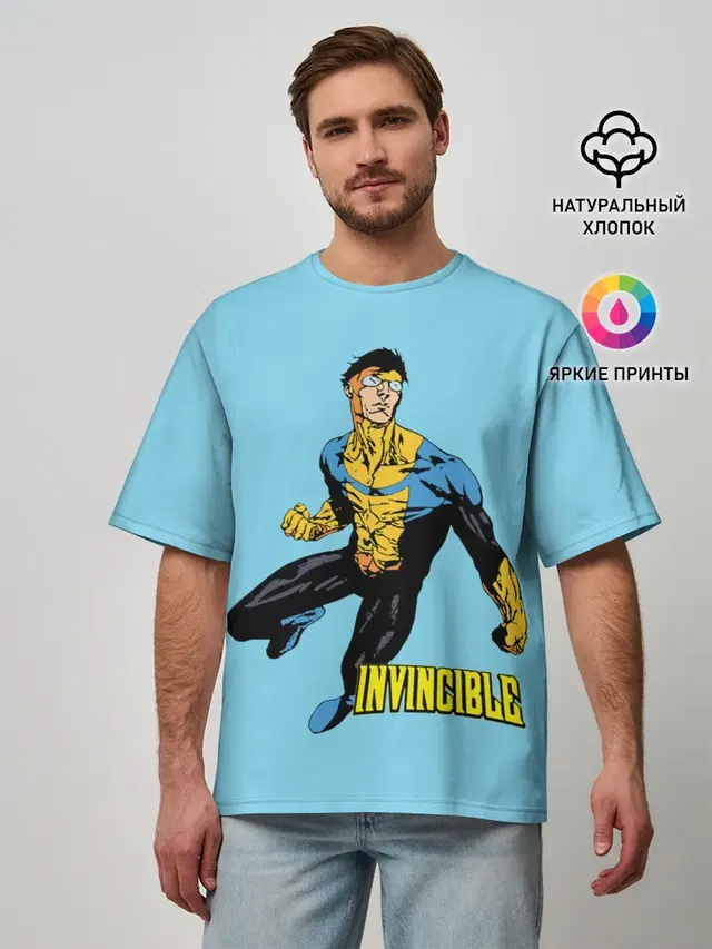 Мужская футболка оверсайз с принтом «Invincible»