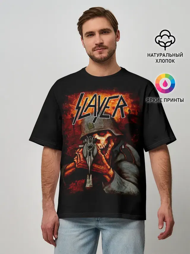 Мужская футболка оверсайз с принтом «Slayer — СЛЭЙЕР»