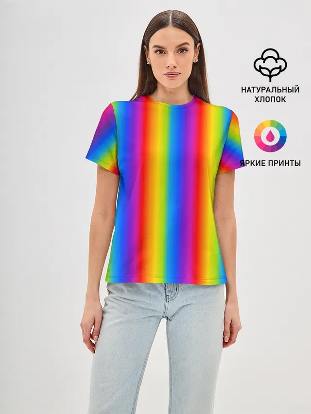 Женская базовая футболка с принтом «Абстракция — Color gradient»