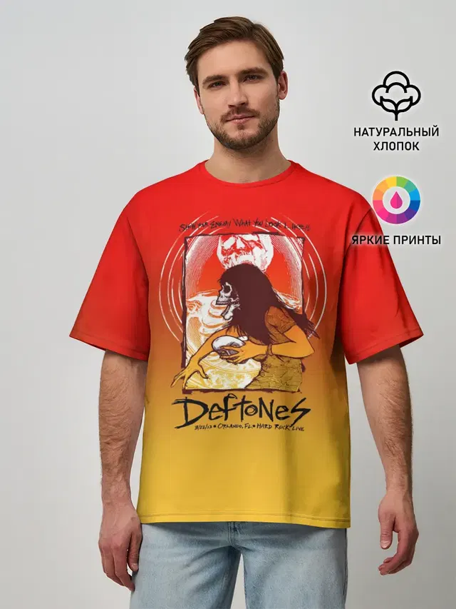 Мужская футболка оверсайз с принтом «Deftones — Deftones Poster»