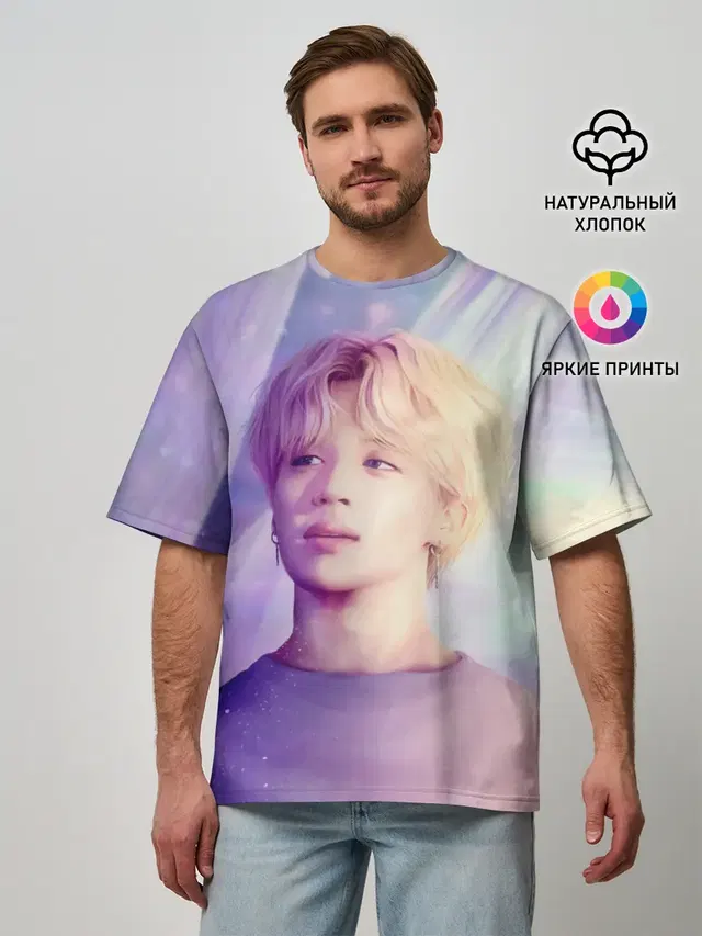 Мужская футболка оверсайз с принтом «BTS — Kim Seok Jin Art»