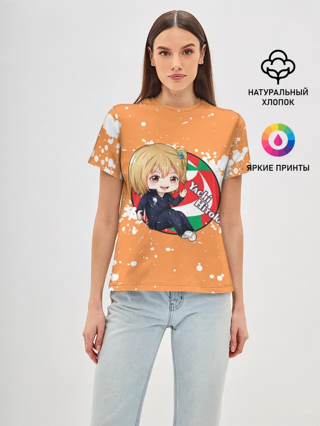 Женская базовая футболка с принтом «Хайкью — Yachi Hitoka — Haikyu»
