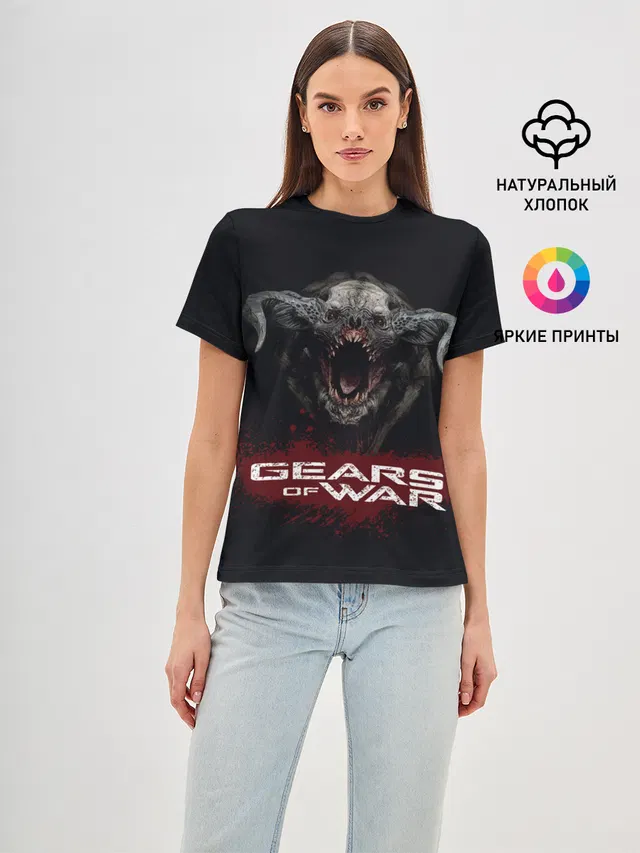 Женская базовая футболка с принтом «Monster Gears OF WAR — MONSTER»