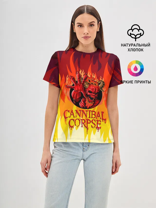 Женская базовая футболка с принтом «Cannibal Corpse Труп Канниба — Труп Канниба»