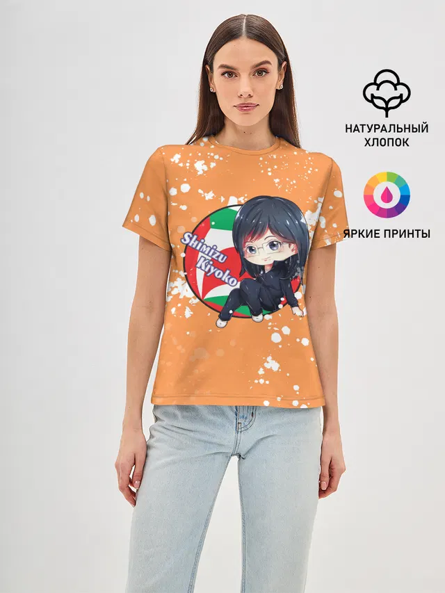 Женская базовая футболка с принтом «Хайкью — Shimizu Kiyoko — Haikyu»