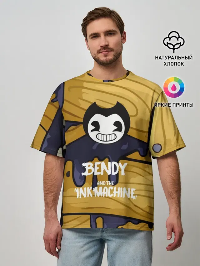 Мужская футболка оверсайз с принтом «Bendy and the ink machine»