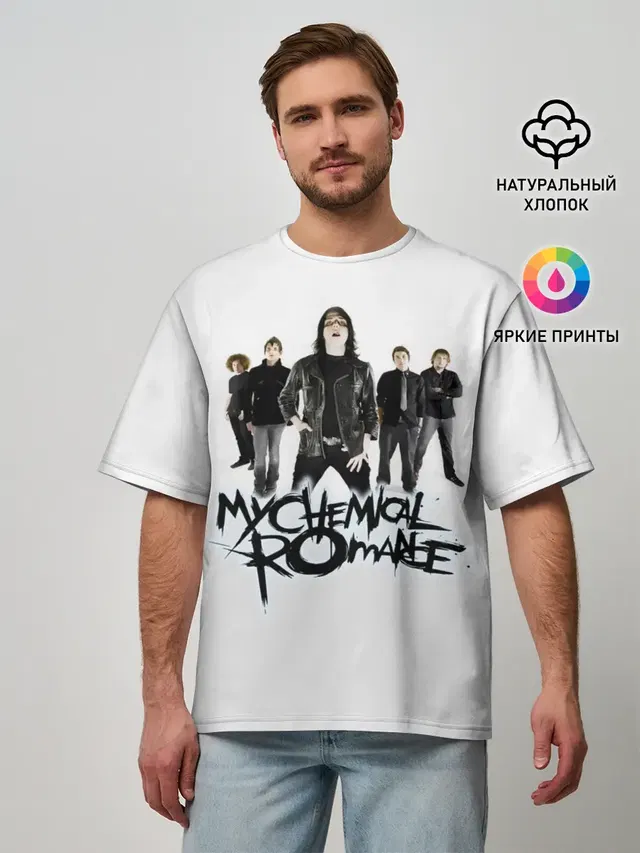 Мужская футболка оверсайз с принтом «My Chemical Romance — Участники группы My Chemical Romance»