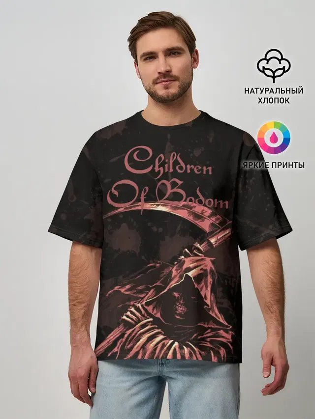 Мужская футболка оверсайз с принтом «Children of Bodom — Reaper»