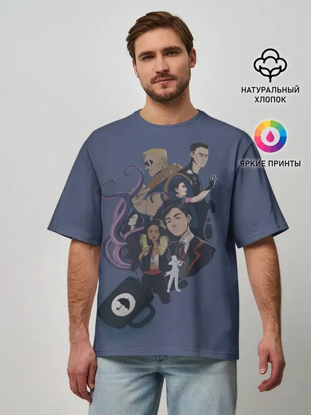 Мужская футболка оверсайз с принтом «Академия вместе»