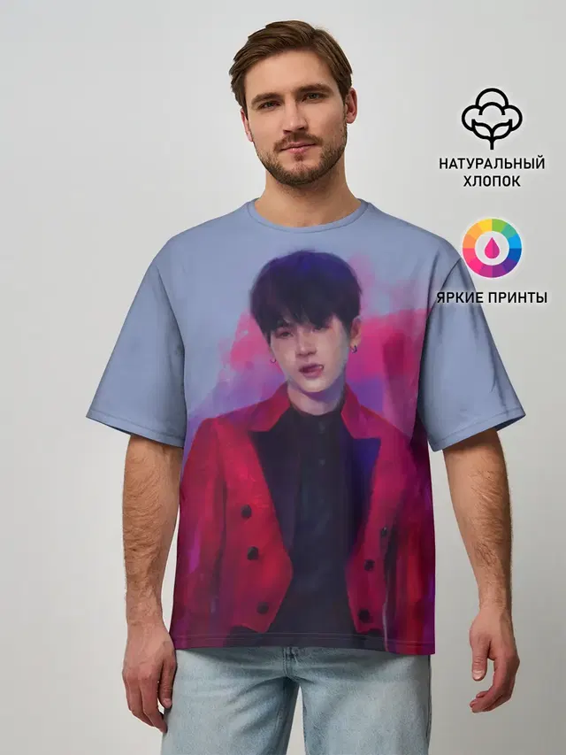 Мужская футболка оверсайз с принтом «BTS — Kim Seokjin»
