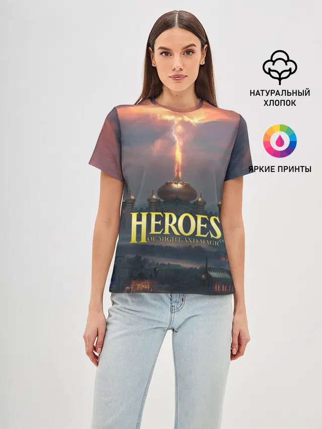 Женская базовая футболка с принтом «HoMM — Heroes of Might and Magic — HoM»