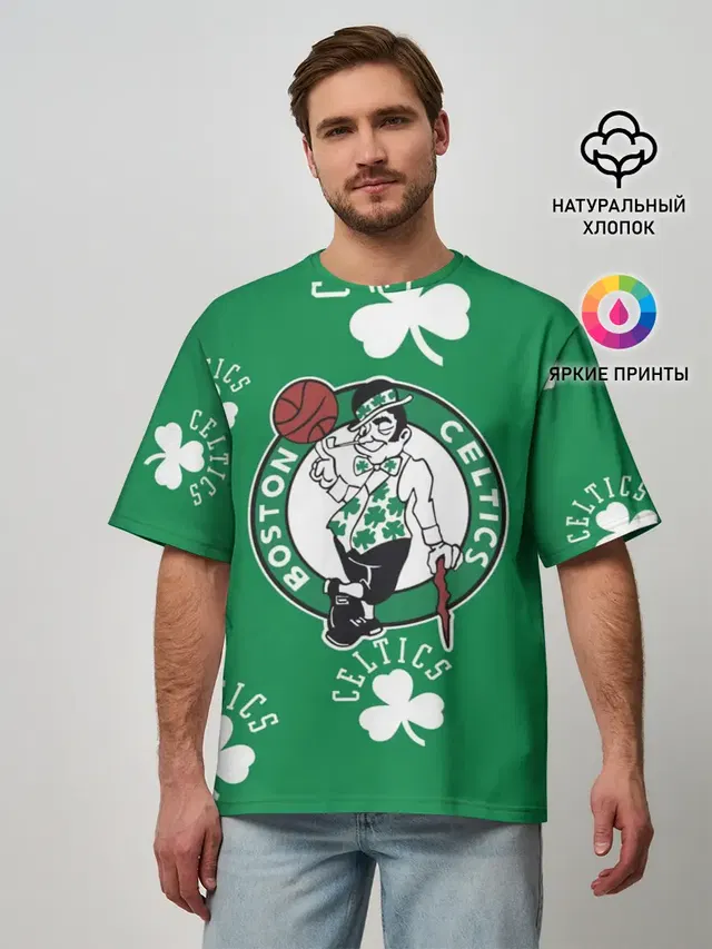 Мужская футболка оверсайз с принтом «НБА — Boston celtics, nba»