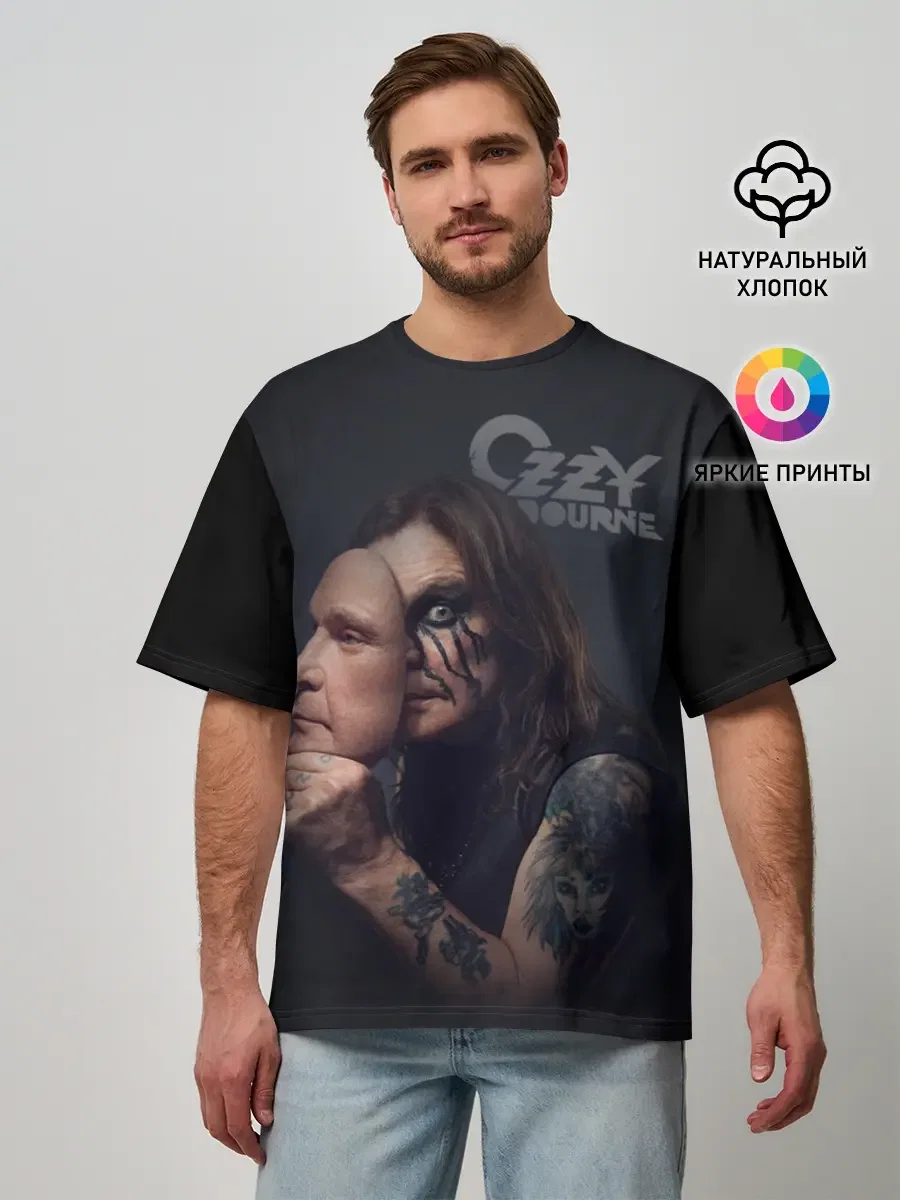Мужская футболка оверсайз с принтом «Ozzy Osbourne», вид спереди