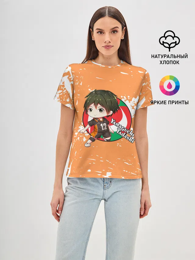 Женская базовая футболка с принтом «Хайкью — Yamaguchi Tadashi — Haikyu»