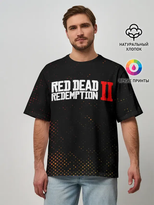 Мужская футболка оверсайз с принтом «Halftone — RED DEAD REDEMPTION 2»